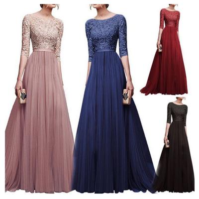 China 2021 Sales Styles Women Size 5XL Three Quarter Sleeve Breathable Warmer Lace Long Even Fit And Maxi Dress Vestios Dress Vestios for sale