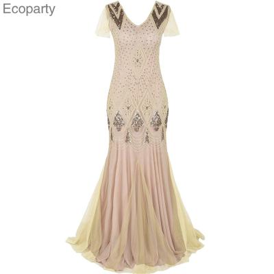 China Vintage Dress Women Breathable Sequins Sparkle Retro Clubwear 1920s Dresses Female Mermaid Dress Elegant Ladies Formal Dresses Long for sale