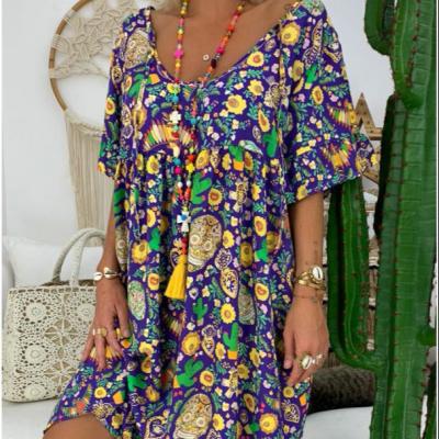 China 2019 New Arrival Women's Summer Anti-static Hot Round Neck Loose Casual Dress Plus Size Dress S-3XL for sale