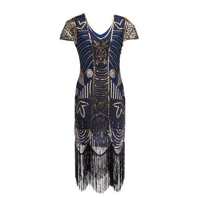 China Plus Size Breathable 1920s Bridal Vintage Great Gatsby Deco Sequin Flapper Dresses With Long Sleeveless Fringed Beaded 20s Dress For Women for sale