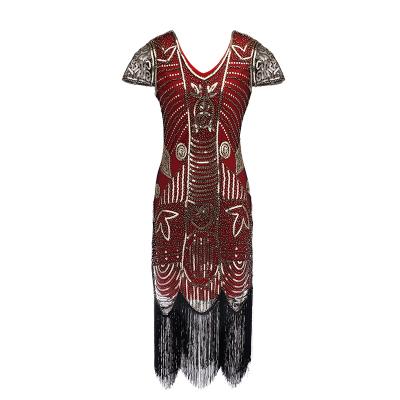 China Breathable Shiny V-Neck Stage Costume Backless Summer Mesh Sequin Fringe Latin Flapper 1920s Women's Gatsby Dress Dance Dress for sale