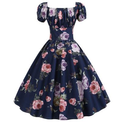 China 2019 new design women's cheap price anti-wrinkle retro 1950s cocktail sleeve skirt rockabilly short dress XXL for sale