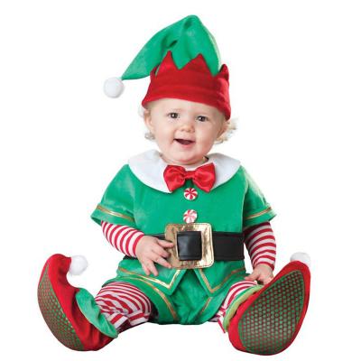 China Custom Christmas Santa Claus Cosplay Costume Halloween Baby Infant Clothes Boys Girls Sets With Hat Elves Outfits Cute Long Sleeve Carnival Party for sale