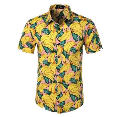 China Anti-Wrinkle Mens Beach Hawaiian Shirt Floral Fruit Print Shirts Tops Casual Short Sleeve Summer Holiday Vacation Fashion for sale