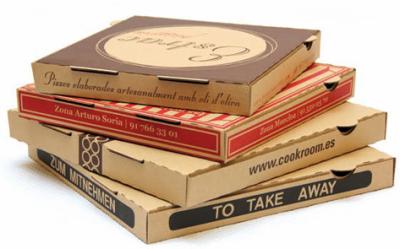 China Custom logo print 4cm E flute Pantoon color pizza box for packing, take away pizza box for sale