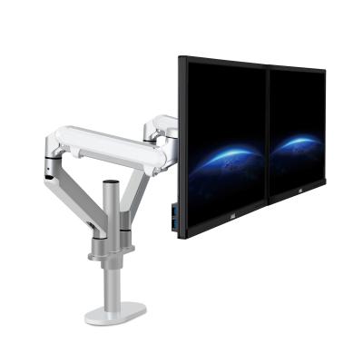 China Double Monitor Shock Absorber Arm Height Adjustable Monitor Computer Desk Stand for sale