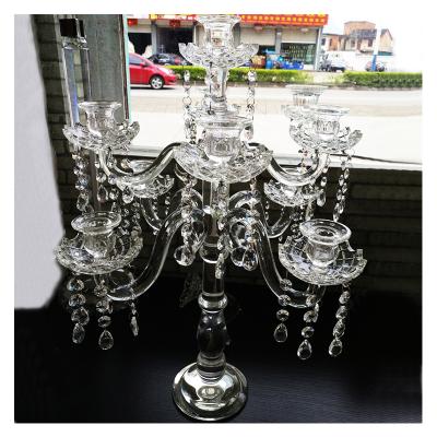 China Custom Folk Art 9 Arm Crystal Candle Lamp Wedding Decoration Dining Room Hallway Head Floor Lamp for sale