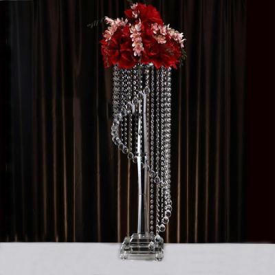 China Folk Art Crystal Pillar Candle Holder With Flower Bowl For Wedding Decoration for sale