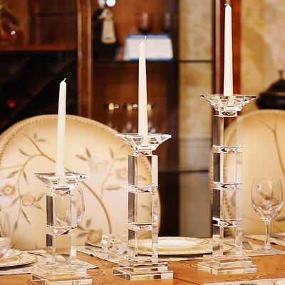 China Folk Art Crystal Long-Stemmed Candle Holder Glass Candle Holder Candelabra Wedding Table Centerpiece for sale