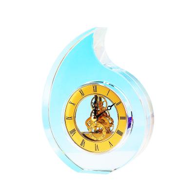 China Crystal Clock Drop Shape Desktop Display Decoration Radio Souvenirs Home Furniture for sale