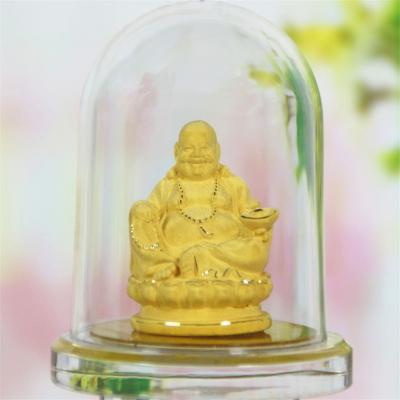 China Chinese China Gold Plated Laughing Buddha Statues Flocking Alluvial Gold Crafts Figurine Metal Crafts for sale