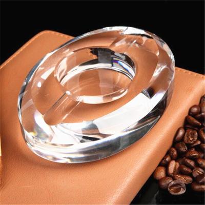 China Folk Type Massive High End Luxuries Crystal Ashtray Antigue Clear Glass Luxury Cigar Art Oval Ashtray for sale