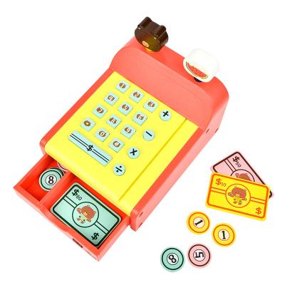 China Fun Early Educational Toys Kids Supermarket Role Play Pretend Game Wooden Cashier Toys for sale