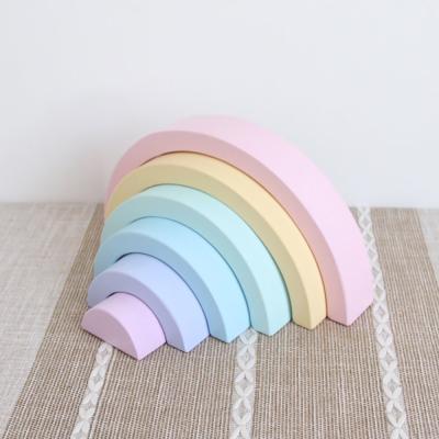 China Building Toy Montessori Wooden Rainbow Stacking Building Block Educational Building Toys For Children for sale