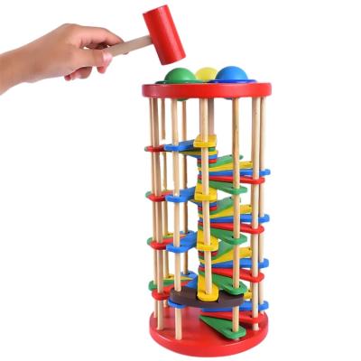 China Funny Educational Toy Ball And Hammer Pounding Toy For Knocking The Ball Off The Scale With Mallet Hammer Pounding Toy for sale