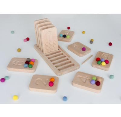 China Eductional Preschool Toys Study Montessori Counting Finding Boards With Wooden Stand 1-10 Math Number Alphabet Numbers Finding Board for sale