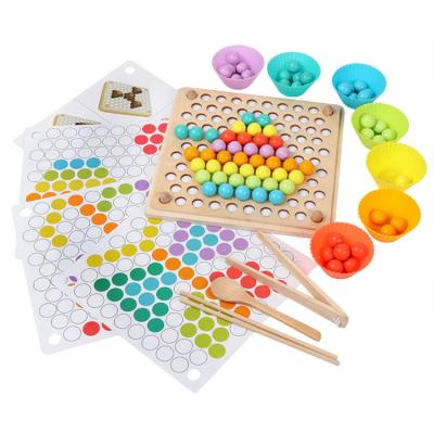 China Montessori Wooden Toys Early Educational Toy Hands Brain Training Clip Beads Educational Baby Math Board Puzzle Game for sale