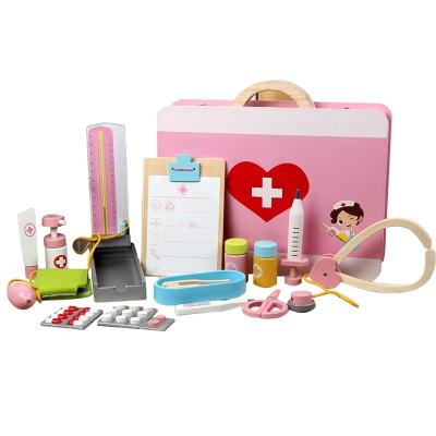 China Wood Pretend Doctor Toys For Kids Doctor Set Toy Wooden Injection Medical Play Kit for sale