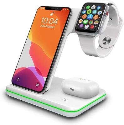 China Mobile Phone Amazon Best Selling Portable 3 in 1 Qi Pad 15W Wireless Charger Wireless Charging Station for sale