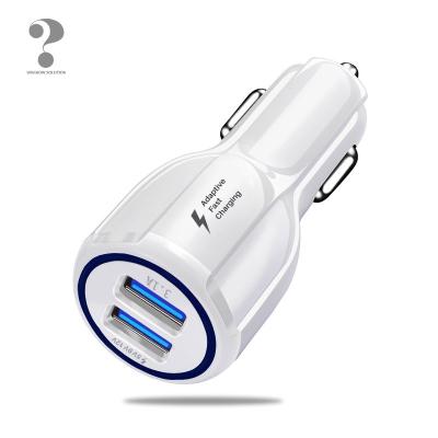 China Cell Phone 2 Universal Car Charge3.0 Left Smart Fast Charger For Mobile Usb Car Charger for sale