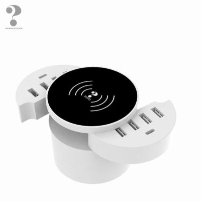 China 8 Station Multi Left Multi Usb Charger Mobile Phone MP3 GPS Mobile Phone Tablet Qi Qi Wireless Portable Charger for sale