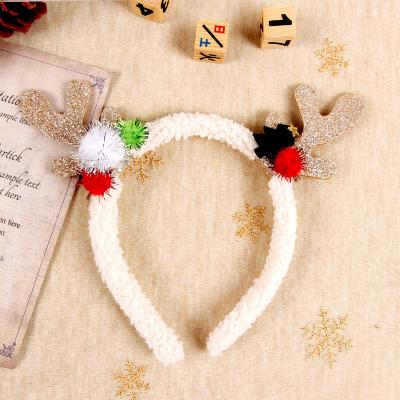 China Christmas Antlers Hair Band Festival Plush Hair Accessories Gift Durable Cute Winter Fur Girls Christmas Headband for sale