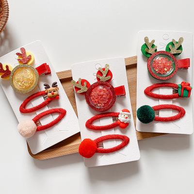 China Durable 3 Pcs / Red Hairpin Autumn Winter Christmas Cartoon Hairpin Plush Set BB Clip For Kids for sale