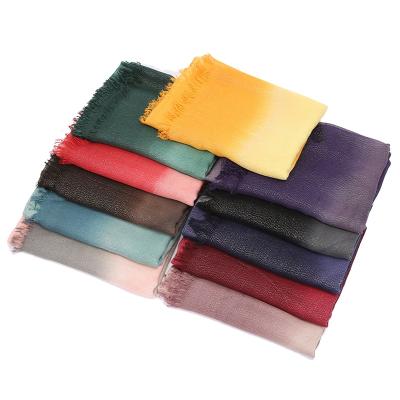 China Dip Dye Rayon Silk Short Tassel Cotton P-Sound Gorgeous Quilted Muslim Shawls for sale