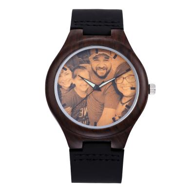 China Low MOQ 1PC Automatic Popular Wooden Watch Date Sandal Black Wood With Dial Design Customized Wood Watch Men for sale