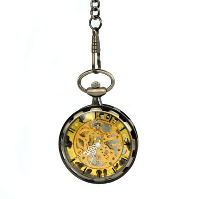 China Modern Antique Mechanical Open Face Skeleton Manual Winding Pocket Watch for sale