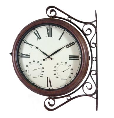 China Antique Style Outdoor Garden Wall Clock With Metal Hanger for sale