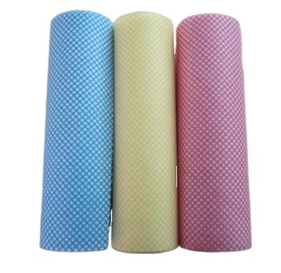 China Viable Chemical Bonding Disposable Lint Free Nonwoven Fabric Small Diamond Printing Cleaning Cloths for sale