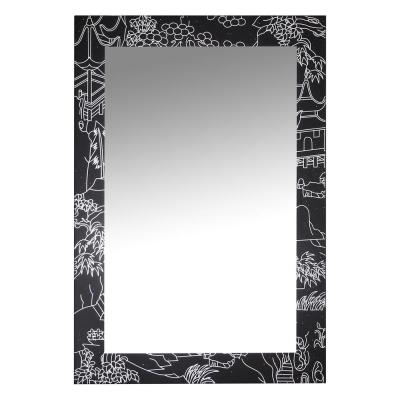 China 2021 Chinese Style Bright Black Edge Cut Out Mirror In Hot Sale for sale