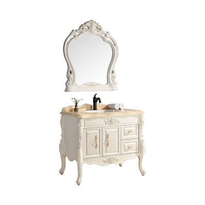 China Environment Friendly Europe Wash Basin Bathroom 2 Doors Antique Bathroom Cabinet for sale