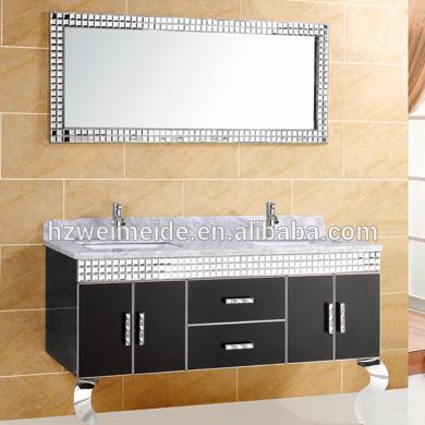 China Antique Double Sink Bath Vanity Sink Bathroom Furniture Stainless Steel Cabinet for sale