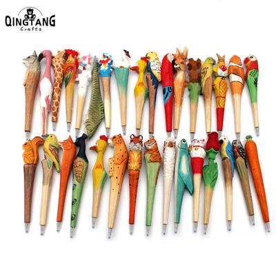 China A Variety Of Animal Styles Ballpoint Pen Multi Wood Handmade Arts Crafts Animal Wooden Carved Pen for sale