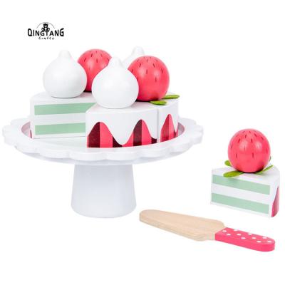 China New Style QINGTANG Ability QINGTANG Kitchen Role Playing Toy Wooden Cake Toy Children's Social Ability And Train Hands On Cake Toy For Girls Birthday Gift for sale