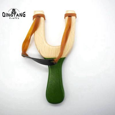 China Outdoor Sports Game QINGTANG Outdoor Toys and Structures Hunting Catapult Toy Custom Logo Wooden Slingshot Toy for sale