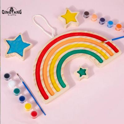 China China Kids DIY Graffiti Toy Hanging Wall Decor Rainbow Block Wooden Pendant Ornaments Toys for sale