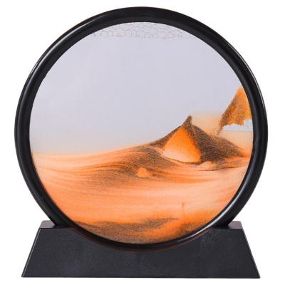 China China QINGTANG Round Glass Home Decoration 3d Landscape Quicksand Office Natural Painting for sale