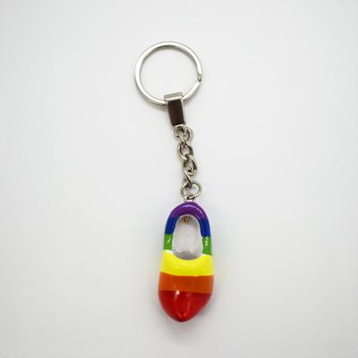 China Wooden hollad wooden shoe rainbow keychain key chain for promotional gifts for sale