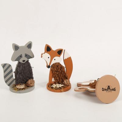 China New Design Europe QINGTANG Home Decoration Cartoon Wooden Fox Wooden Animal Ornament for sale