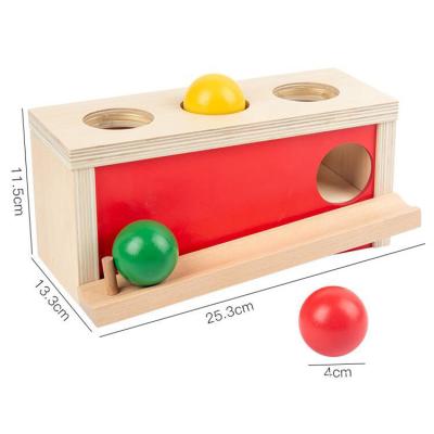 China Color Knowledge Toy Montessori Object Permanence Ball Push Toy Hitting Ball Game Wooden Push Balls Play for sale