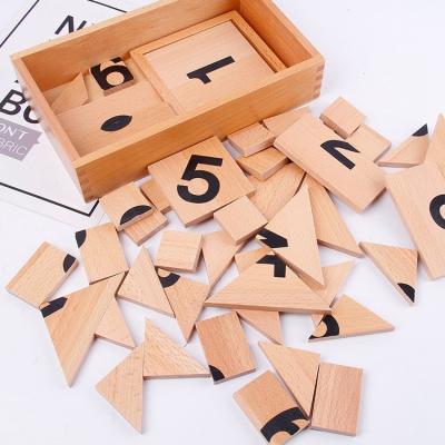 China QINGTANG Wooden Wooden Number Puzzle For Kids Montessori Math Toys Digital Matching Puzzle for sale