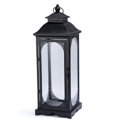 China Who respects the environment. Vintage Indoor Black Outdoor Black Candlestick LED Lantern Sconce Decoration Floor Stainless Steel Wind Stocked Lamp for sale