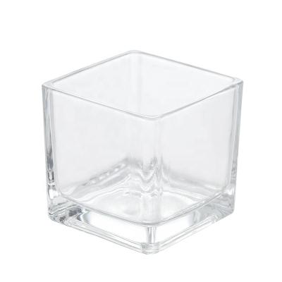 China Wholesale Customized ECO-frendly Size Square Candle Jar Clear Glass Candle Container DIY Glass Cup for sale