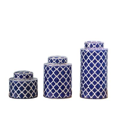 China Luxury Decorative China Ginger Ceramic Jar Classic Storage Blue and White Porcelain Pattern Coin China Bronze Jar for sale