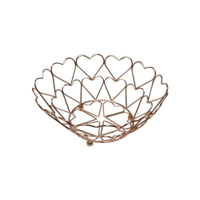 China Heart-shaped Basin Rose Gold Storage Basket Nordic Creative Round Love Storage Fruit Basket Viable for sale