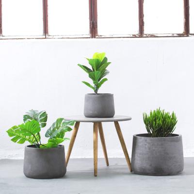 China Europe Decorative Garden Large As-Cast Finished Cement Floor Flower Vase Concrete Outdoor Giant Barrel Shape Plant Pot for sale