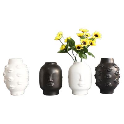 China Nordic Creative Modern Minimalist Lip Face Personality Ceramic Floral Artistic Institute of Europe Ceramic Vase for Home Decor for sale